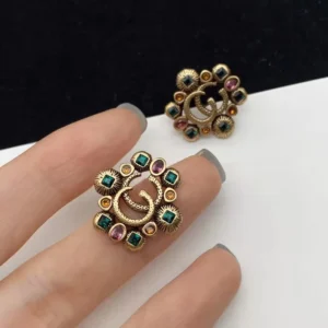 RENSINO Vintage Baroque Colorful Crystal Stud Earrings Antique Gold Tone Rhinestone Earrings for Women Gift