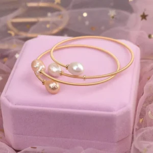 RENSINO Vintage Baroque Natural Irregular Pearl Bracelet For Women Minimalist Luxury High-End Adjustable Open Bangle In Stock