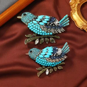 RENSINO Vintage Crystal Alloy Silver Plated Heavy Industry Magpie Brooch Exaggerated Large Bird Suit Pin Buckle Accessories Gift
