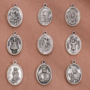 RENSINO Vintage DIY Silver Plated Oval Religious Pendants Jesus Virgin Mary Pendants