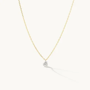 RENSINO Vintage Heart Diamond Necklace Woman Sterling Silver 925 Pierced Heart Necklace Heart Solitaire Diamond Necklace For Women