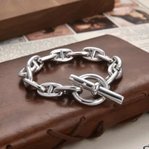 RENSINO Vintage Heavy Duty Chunky OT Buckle Chain Bracelet Fashion Jewelry For Women Daily Wear Party Wedding Gift Minimalist