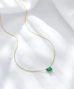 RENSINO Vintage Jewelry Creative Charm Necklace 925 Sterling Silver Emerald Cz Stone Cuban Chain Choker Necklace