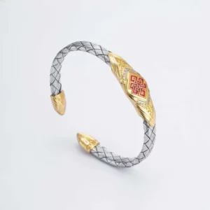 RENSINO Vintage Jewelry Designer Bracelet Dragon Head Open Bangle Bracelet Gold Plated Bangles for Men Women Fashion Accessories
