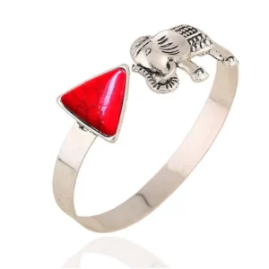 RENSINO Vintage Jewelry Fashion Bracelets for Women Pyramid Elephant Bangle Bohemian for Women Silver Color