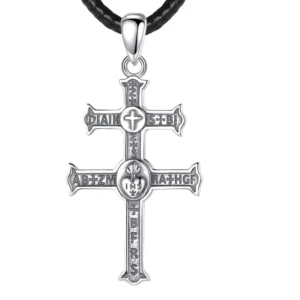 RENSINO Vintage Religious Engagement Gift Jewelry 925 Sterling Silver Christian Jesus Double Cross Lorraine Pendant Necklace for Women
