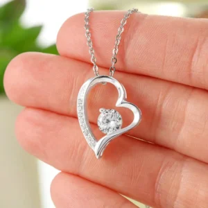 RENSINO Vintage Silver Cutout Love Heart Pendant Necklace Round Diamond Pendant Necklace for Women Valentine’s Day Party Jewelry Gift