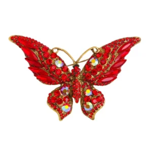 RENSINO Vintage Silver Plated Crystal Diamond Butterfly Brooch Women’s High-end Fashion Animal Insect Corsage Clothing Accessories