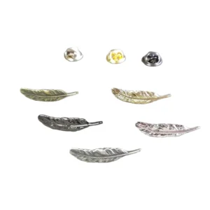 RENSINO Vintage Small Metal Alloy Feather Brooch Diy Garment Jewelry Ornament Men’s Suit Collar Pin Silver Feather Brooch