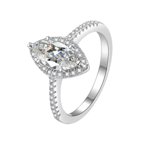 RENSINO Vintage Style GRA Certificate Marquise Cut 1ct VVs1 Moissanite S925 Sterling Silver Engagement Ring for Women