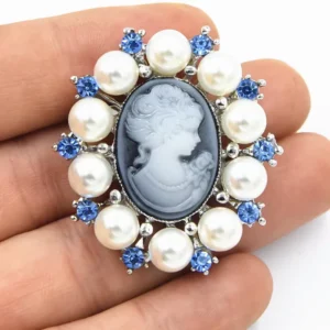 RENSINO Vintage Victorian Jewelry Brooch Various Styles Resin Metal with Gold Silver Finish Party Gift for Women Main Material Alloy