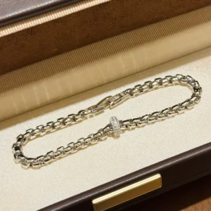 RENSINO Vintage Women’s 925 Silver Bracelet Shiny Zircon Fine Chain Link Silver Plated Minimalist 3.5g Gift