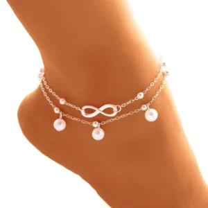 RENSINO Vintage Women’s Fashion Anklets Set Multi-Layered Pentagram Love Heart Star Charm Drop Pendant Retro Collarbone