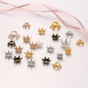 RENSINO Vintage Zinc Alloy Crown Charms Luxury Gold Silver Copper Plated Crown Pendant Charm for Bracelet Jewelry Making