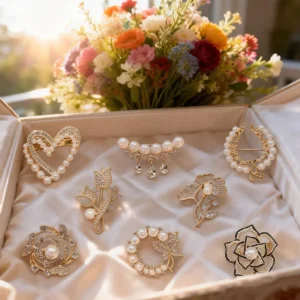 RENSINO WEGOODZF New Alloy Brooches Fashionable Pearl Rhinestone Brooches Shoes Charms Scarves Buttons Clothing Accessories