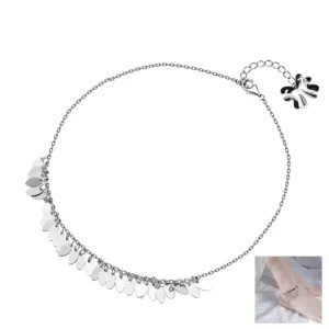 RENSINO WMS1532 S925 Sterling Silver Fine Anklet Women’s Boho Beach Leaves Foot Ankle Bracelet with Adjustable Charm Birthday Gift