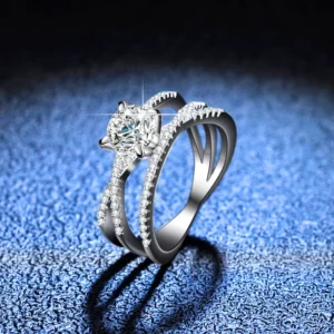 RENSINO WZ029 Fine 1Carat D Color VVS Plated Platinum 925 Sterling Silver Ring Jewelry Moissanite Wedding Engagement Ring for Women