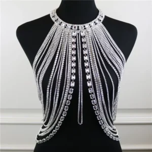 RENSINO Waist Beads Body Jewelry Belly Chain Shining Rhinestone Sexy Women Casual Gift Silver Jewellery