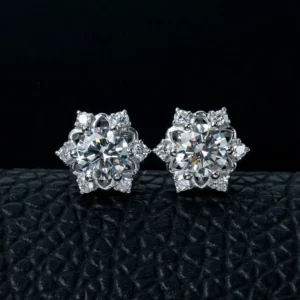 RENSINO Wangfu Jewelry 925 Sterling Silver Lab Grown Diamond Hexagram Star Stud Earrings D Color VVS1 Clarity Cute Engagement Party