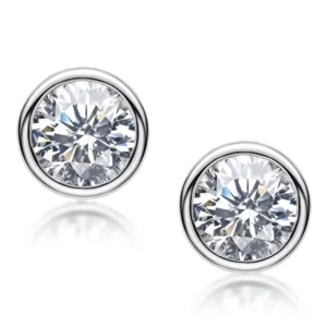 RENSINO Wangfu Jewelry Luxury Fashion 925 Sterling Silver Gold Plated Shiny One Carat Lab Grown Diamond Stud Earrings Unisex Trendy