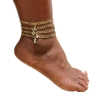 RENSINO Water Proof 18k Gold PVD Plated No Tarnish Stainless Steel Butterfly Charm Figaro Cuban Rope Chain Anklets for Women