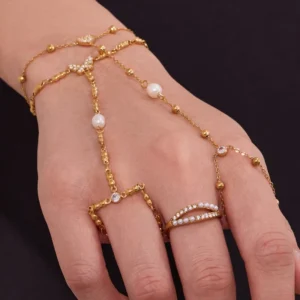 RENSINO Waterdrop Butterfly Heart Shaped Star Zircon Freshwater Pearl 18K Gold Plated Stainless Steel Fashion Jewelry Ring Bracelet