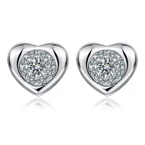 RENSINO Waterproof 925 Sterling Silver Heart Stud Earrings GRA Certified Moissanite Women Jewelry Manufacturer