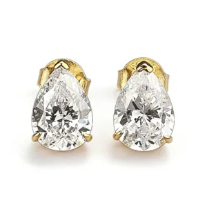 RENSINO Waterproof 925 Sterling Silver Pear Cut 2ct Zirconia Stud Earrings Gold Plated Women Party Earing Jewelry Supplier