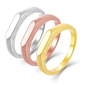 RENSINO Waterproof Jewelry Fine Jewelry 18k 925 Silver Gold Plated Rings Simple Classic Finger Rings Fashion Couple Jewelry