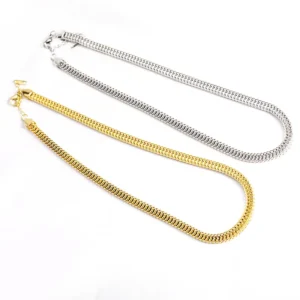 RENSINO Waterproof Tarnish Free Chunky Chain Jewelry Choker Silver Gold Stainless Steel Cuban Link Chain Necklace for Men Women