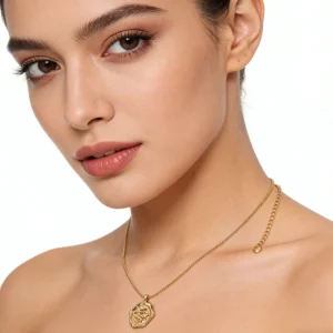 RENSINO Waterproof Unique Angle Pendant Necklace with Silver Snake Pattern and Link Chain Women’s Piece