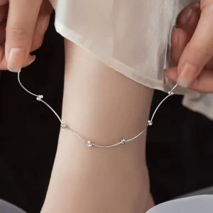 RENSINO Wave Design Chain Women Foot Jewelry 18K Gold 925 Sterling Silver Anklets
