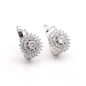 RENSINO Wedding CZ Floral Sterling Silver Jewelry Set Bracelet Necklace and Earrings