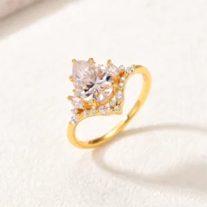 RENSINO Wedding Engagement 2CT Pear Cut Moissanite Ring GRA Certified Moissanite Ring S925 Sterling Silver Moissanite Ring
