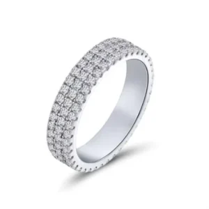 RENSINO Wedding Jewelry 925 Sterling Silver Rings Rhodium Simple Women Full Cubic Zircon Silver Rings