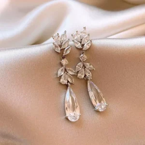 RENSINO Wheat Ear Zircon Water Droplet Earrings Exquisite Niche Design Atmosphere Personalized Ear Accessories