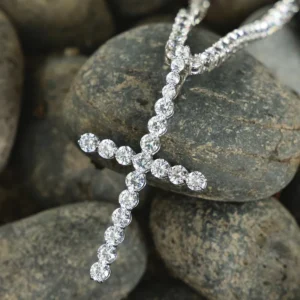 RENSINO White Gold Custom Silver Pendant Ice Out Cross Pendant Jesus Cross Pendant