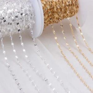 RENSINO Width 2.3mm 14k Gold Filled S925 Silver Embossed Lip Link Chain DIY Handmade Necklace Bracelet Anklet Jewelry Making Accessories