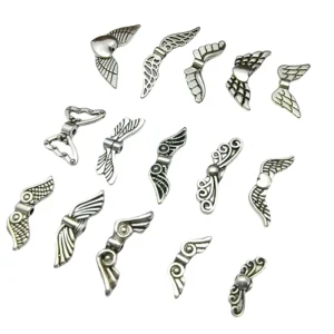 RENSINO Wing Beads Angel Fairy Wings Charm Alloy Spacer Bead Antique Silver for Jewelry Making DIY Crafts