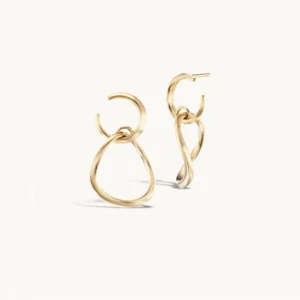 RENSINO Woman Sterling Silver 925 Twisting Drop Hoops Interlocking Double Hoop Earrings Open Twisted Gold Hoops For Woman