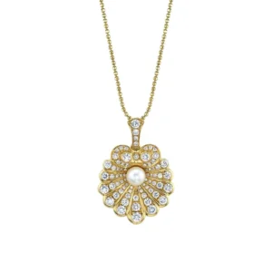 RENSINO Women 925 Silver Sterling Jewelry 18k Gold Diamond Oyster and Pearl Necklace