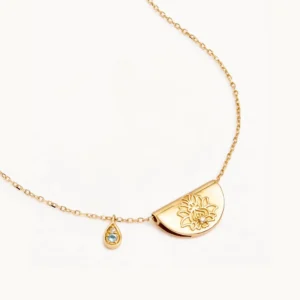 RENSINO Women 925 Sterling Silver Boho Jewelry 18k Gold Vermeil Lotus Necklace Birthstone Diamond Necklace Fashion Necklaces