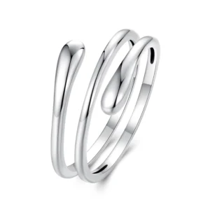 RENSINO Women 925 Sterling Silver Open Finger Rings Minimalist 925 Silver Three Circles Cluster Ring