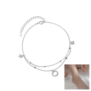RENSINO Women Anklet Adjustable Beach Layered Ankle Bracelets for Teen Girls Gold 925 Silver Foot Chain Jewelry