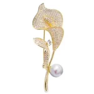 RENSINO Women Calla Lily Flower Brooch Fashion Ladies Suit Accessories Pins Jewelry