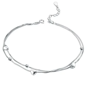 RENSINO Women Charm Ankle Bracelet Anklets White Gold Plated 925 Sterling Silver Anklets Foot Jewelry Anklets