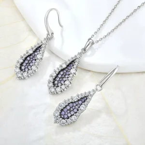 RENSINO Women Custom OEM Fine Jewelry 925 Silver Necklace Earrings Zirconia Jewelry Set