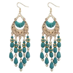 RENSINO Women Fashion Ethnic Jewelry National Culture Bohemia Style Multicolor Beads Retro Earrings Tassels Earring