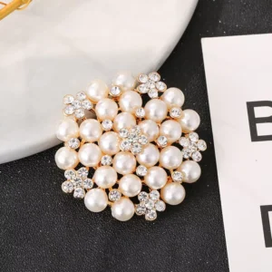 RENSINO Women Fashion Luxury Jewelry Gold Silver Alloy Rhinestone Pearl Brooches