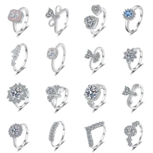 RENSINO Women Fine High Quality Jewelry 925 Silver 05ct 1ct Moissanite Ring Anniversary Engagement Wedding Ring Romantic Valentines Day